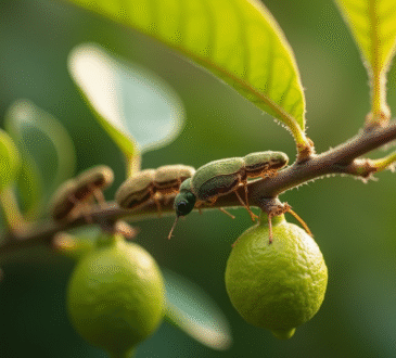 Raisin de branche de citronnier avec cochenilles visibles
