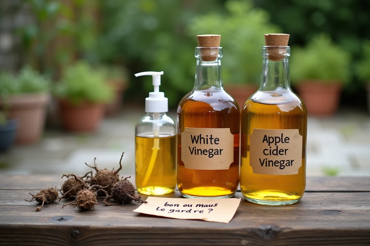Comparaison de différents types de vinaigre pour le désherbage naturel au jardin