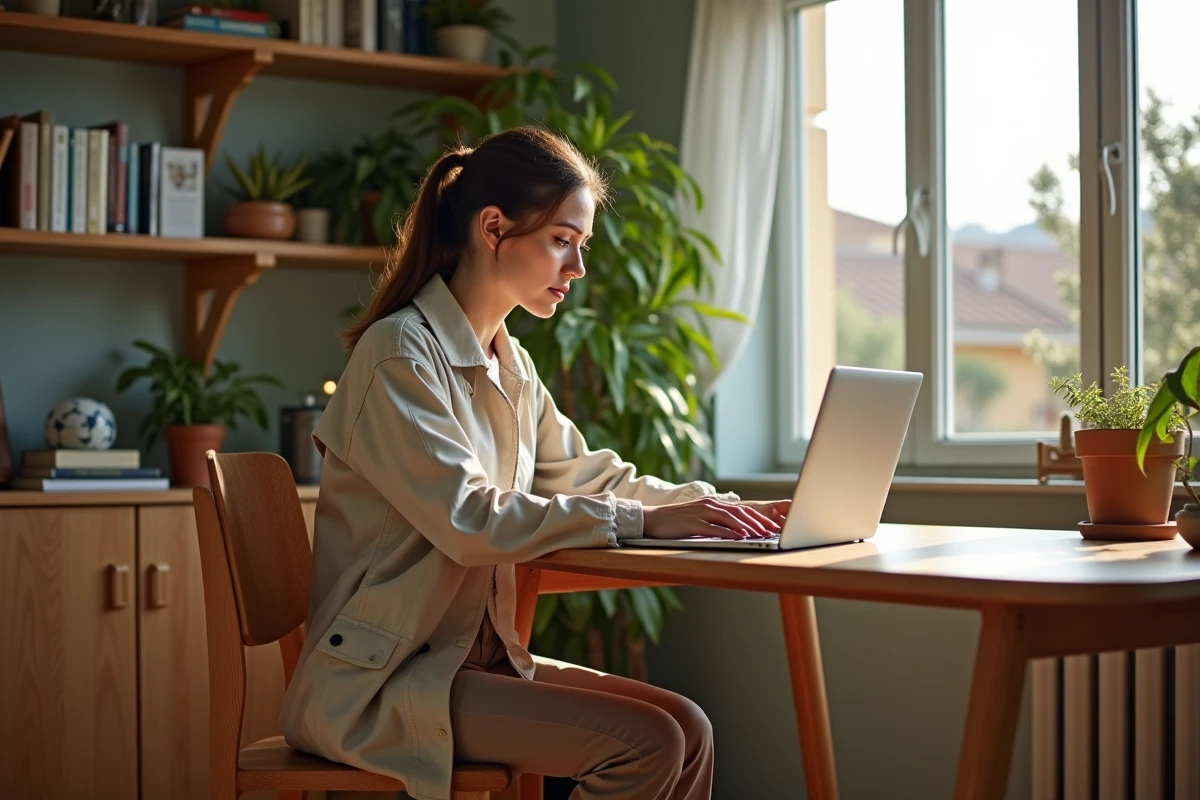 Femme spécialiste agricole travaillant sur son ordinateur dans un bureau