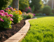 Jardin avec bordures en bois et massifs fleuris